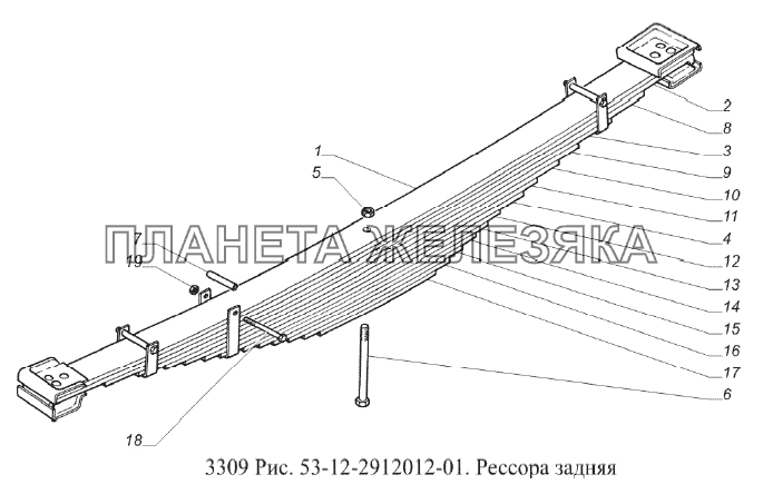 Передняя рессора газ 3307 схема