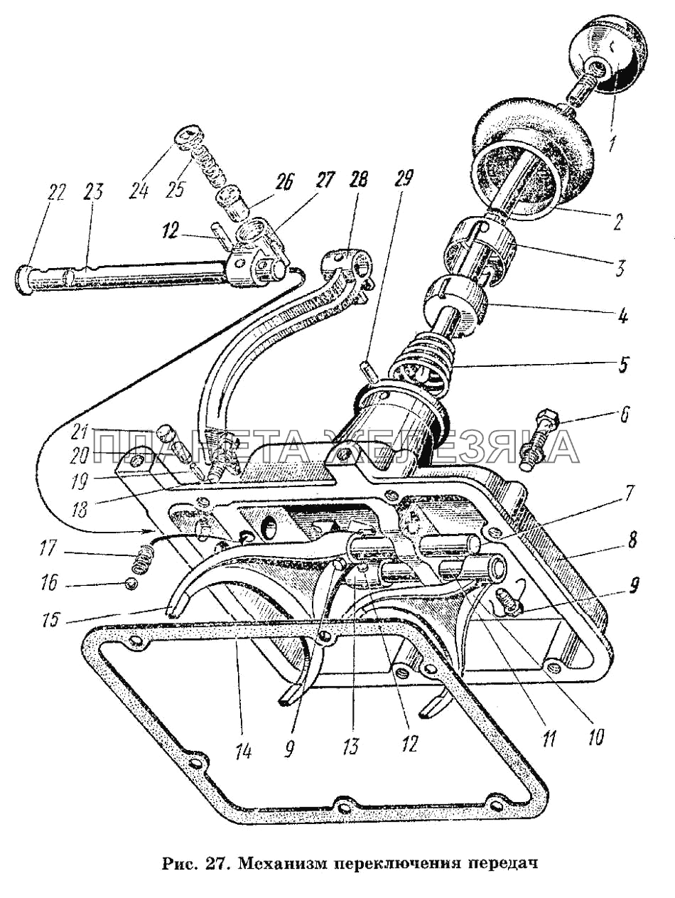 Рычаг переключения газ. Схема механизма переключения передач ГАЗ 53. Схема механизма переключения передач коробки ГАЗ 53а. Механизм переключения передач ГАЗ 53. Крышка КПП ГАЗ 3307 схема.