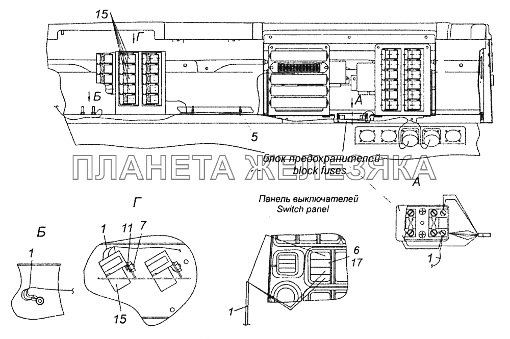 Схема расположения предохранителей камаз 6520