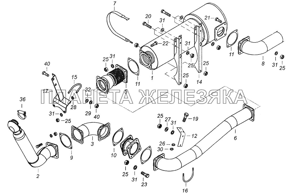Система выпуска газов камаз 65115 с двигателем камминз