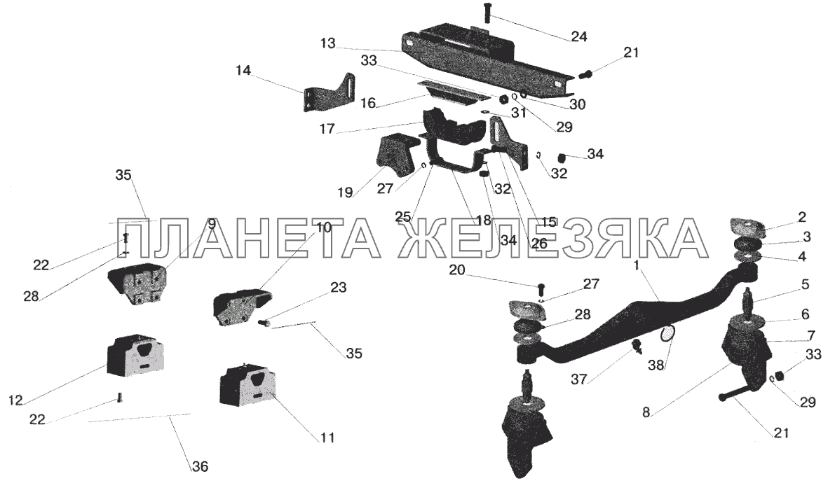 Крепление кпп маз