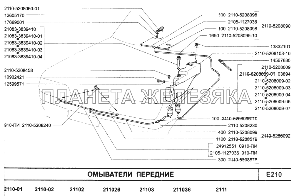 Схема омывателя лобового стекла ваз 2110
